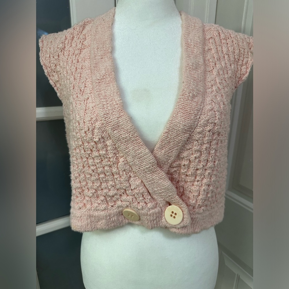 Sonia Rykiel $250 Vintage Crop Tank Top Sleeveless Crocheted Sweater Vest Size L